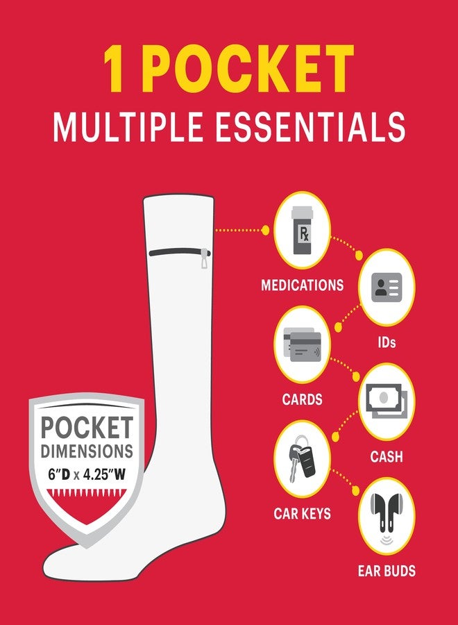 Pocket Socks Fashion Print Crew Socks for Women & Men - Anti Theft Novelty Socks w/Hidden Zipper Stash Spot Pocket for Travel ID, Keys, Cash - Pizza Party - Image 4